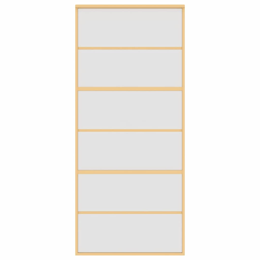 Schuifdeur 90x205 cm mat ESG-glas en aluminium goudkleurig – afbeelding 3