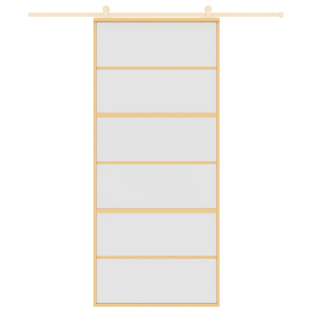 Schuifdeur 90x205 cm mat ESG-glas en aluminium goudkleurig – afbeelding 8