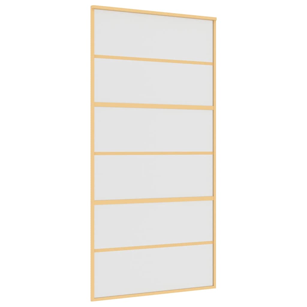 Schuifdeur 102,5x205 cm mat ESG-glas en aluminium goudkleurig – afbeelding 2