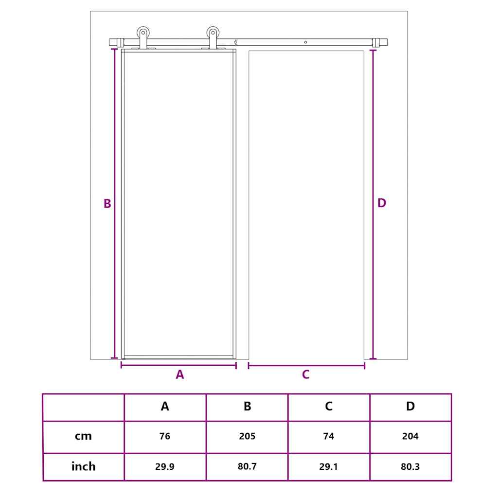 Schuifdeur 76x205 cm helder ESG-glas en aluminium goudkleurig – afbeelding 10