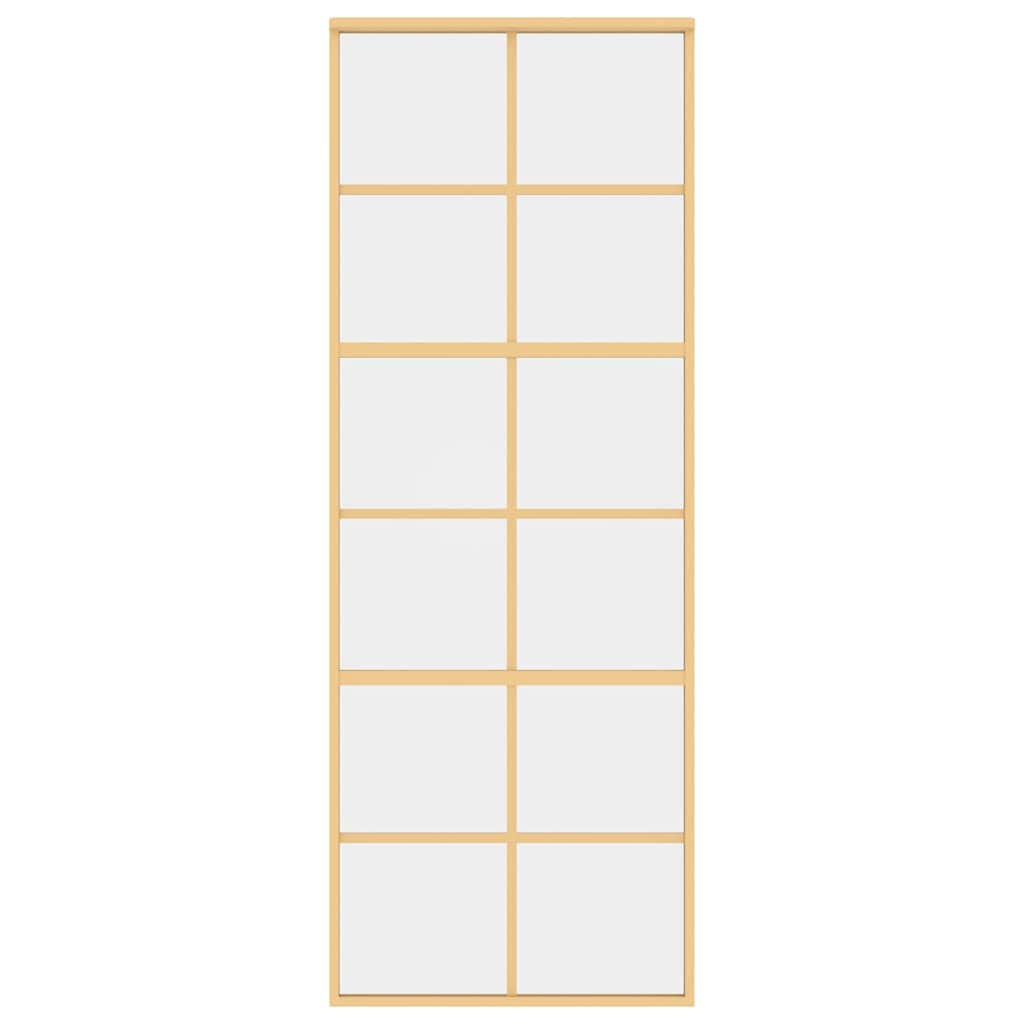 Schuifdeur 76x205 cm helder ESG-glas en aluminium goudkleurig – afbeelding 3