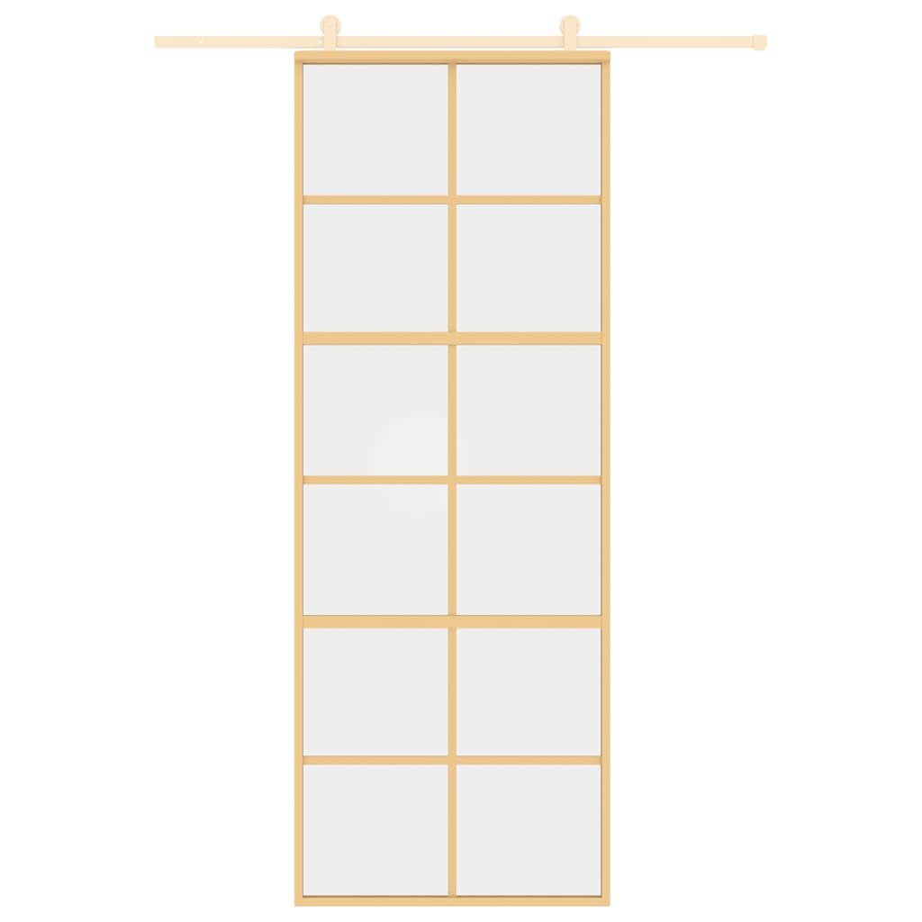 Schuifdeur 76x205 cm helder ESG-glas en aluminium goudkleurig – afbeelding 8