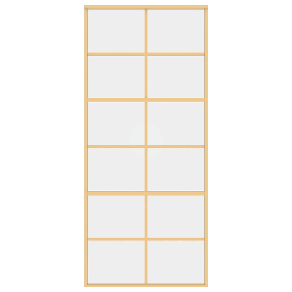Schuifdeur 90x205 cm helder ESG-glas en aluminium goudkleurig – afbeelding 3