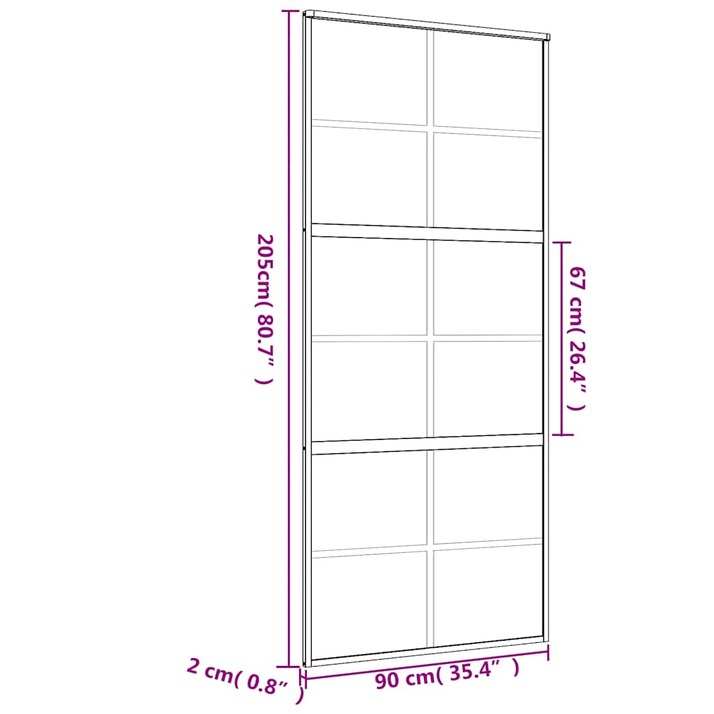 Schuifdeur 90x205 cm helder ESG-glas en aluminium goudkleurig – afbeelding 9