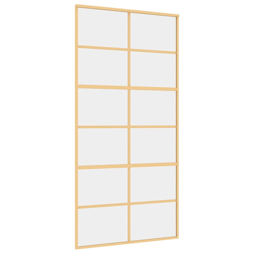 Schuifdeur 102,5x205 cm helder ESG-glas en aluminium goudkleur – afbeelding 2