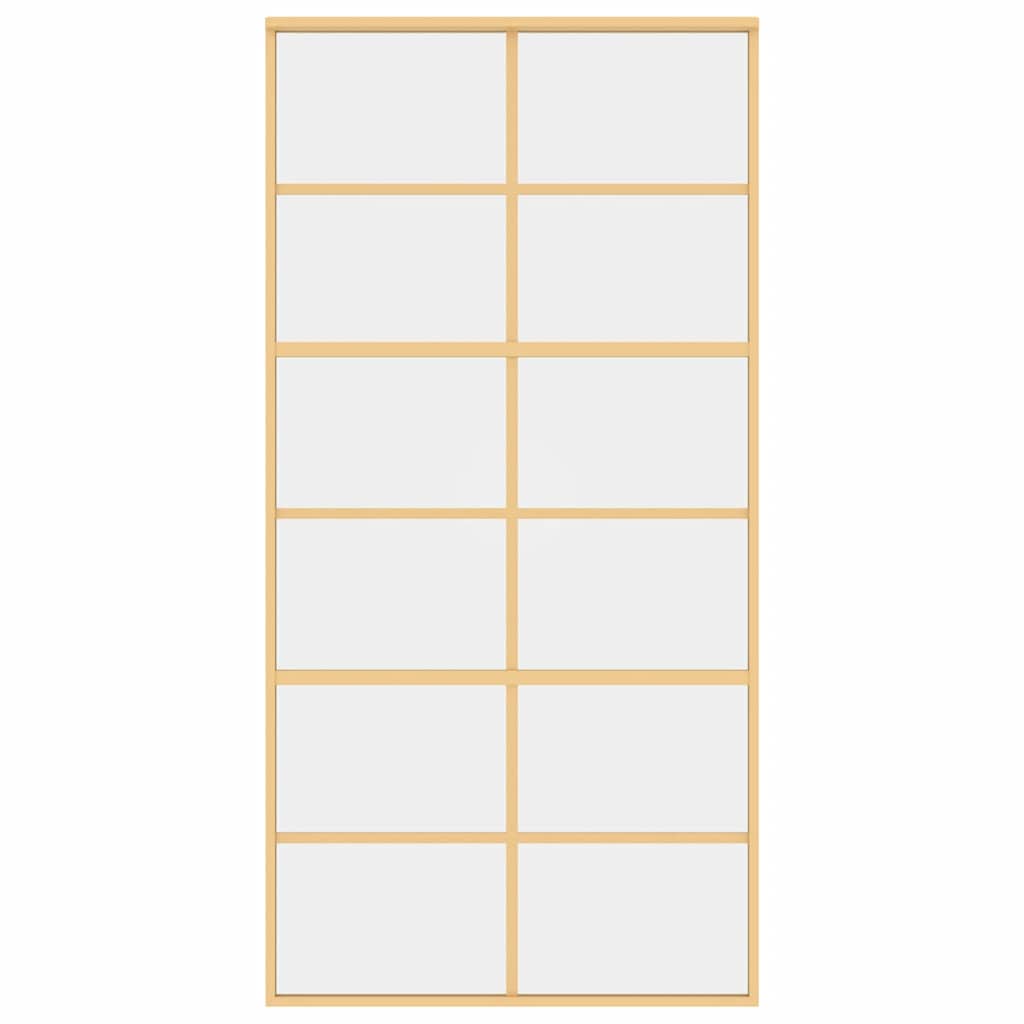 Schuifdeur 102,5x205 cm helder ESG-glas en aluminium goudkleur – afbeelding 3