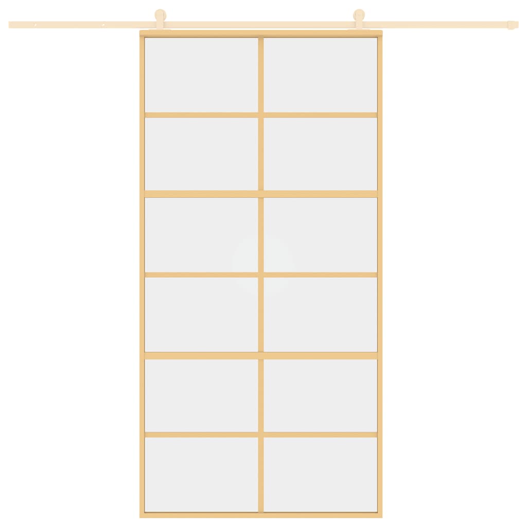 Schuifdeur 102,5x205 cm helder ESG-glas en aluminium goudkleur – afbeelding 8