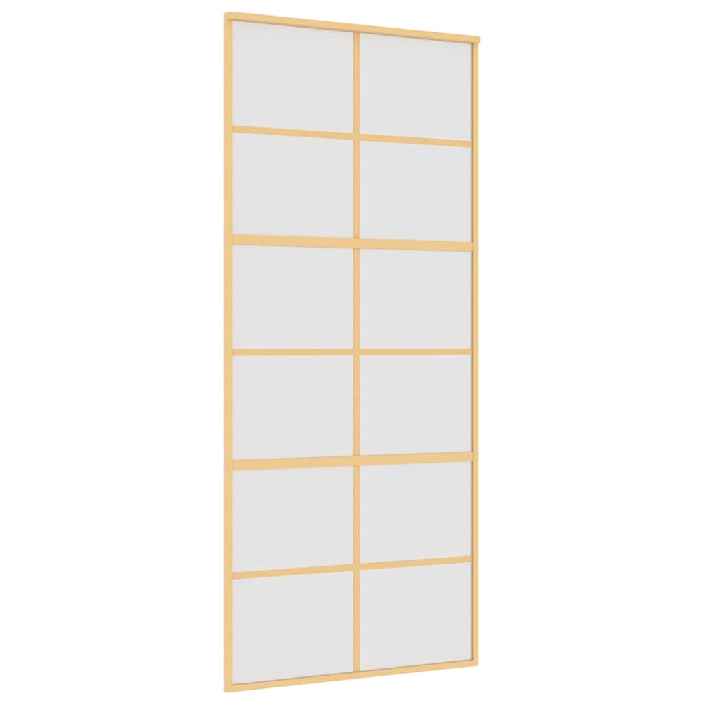 Schuifdeur 90x205 cm mat ESG-glas en aluminium goudkleurig – afbeelding 2