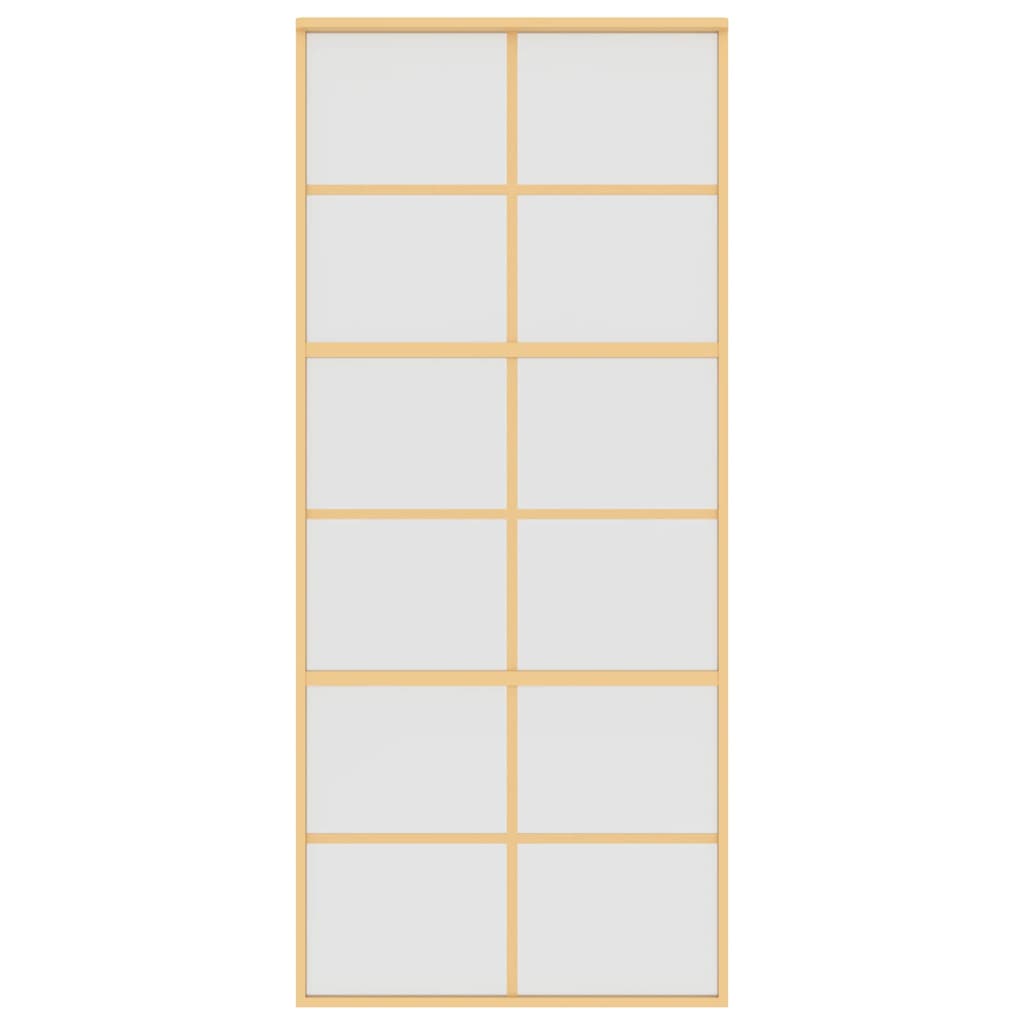 Schuifdeur 90x205 cm mat ESG-glas en aluminium goudkleurig – afbeelding 3