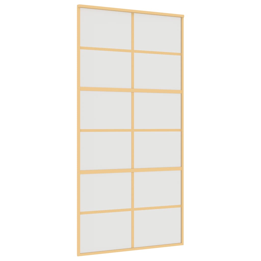 Schuifdeur 102,5x205 cm mat ESG-glas en aluminium goudkleurig – afbeelding 2