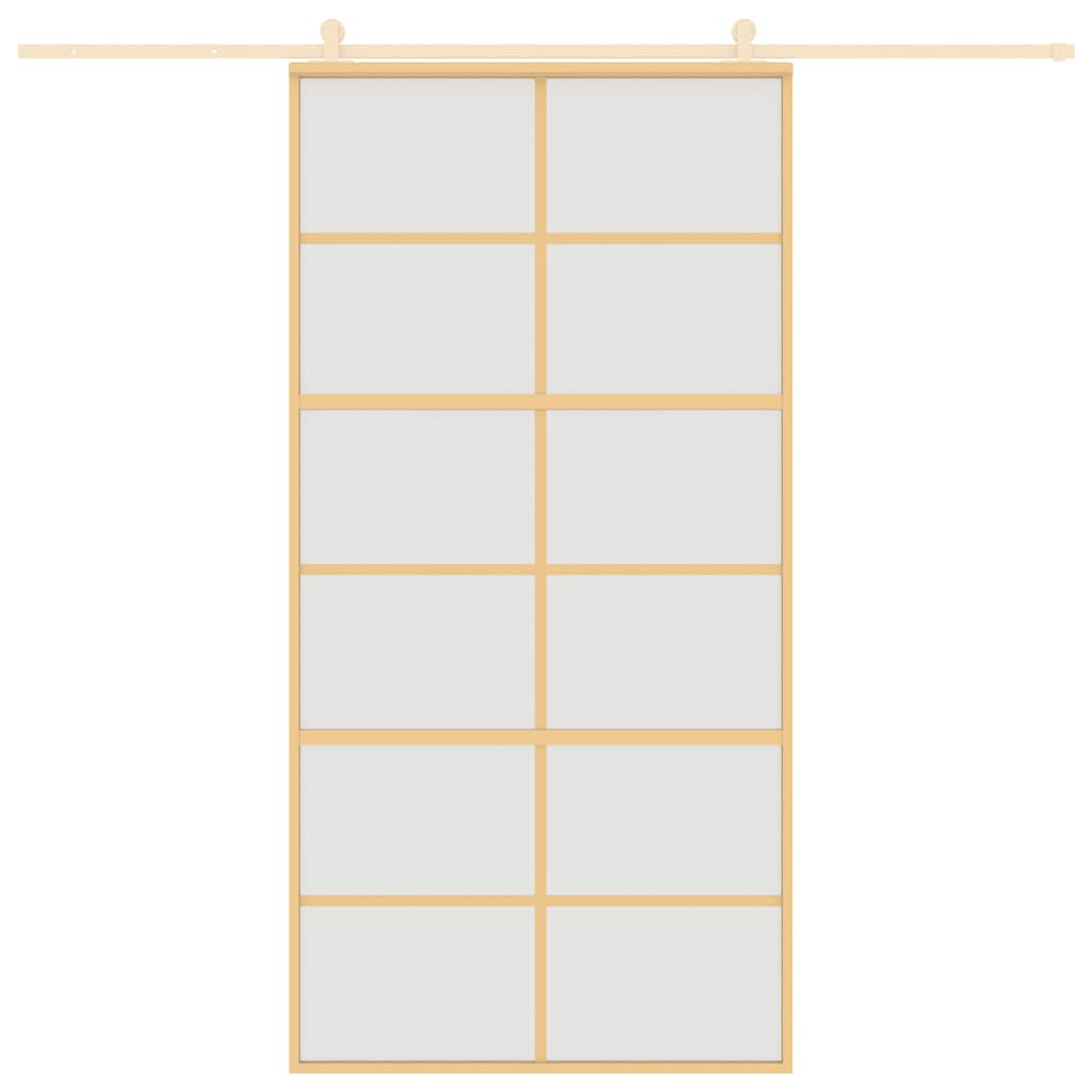Schuifdeur 102,5x205 cm mat ESG-glas en aluminium goudkleurig – afbeelding 8