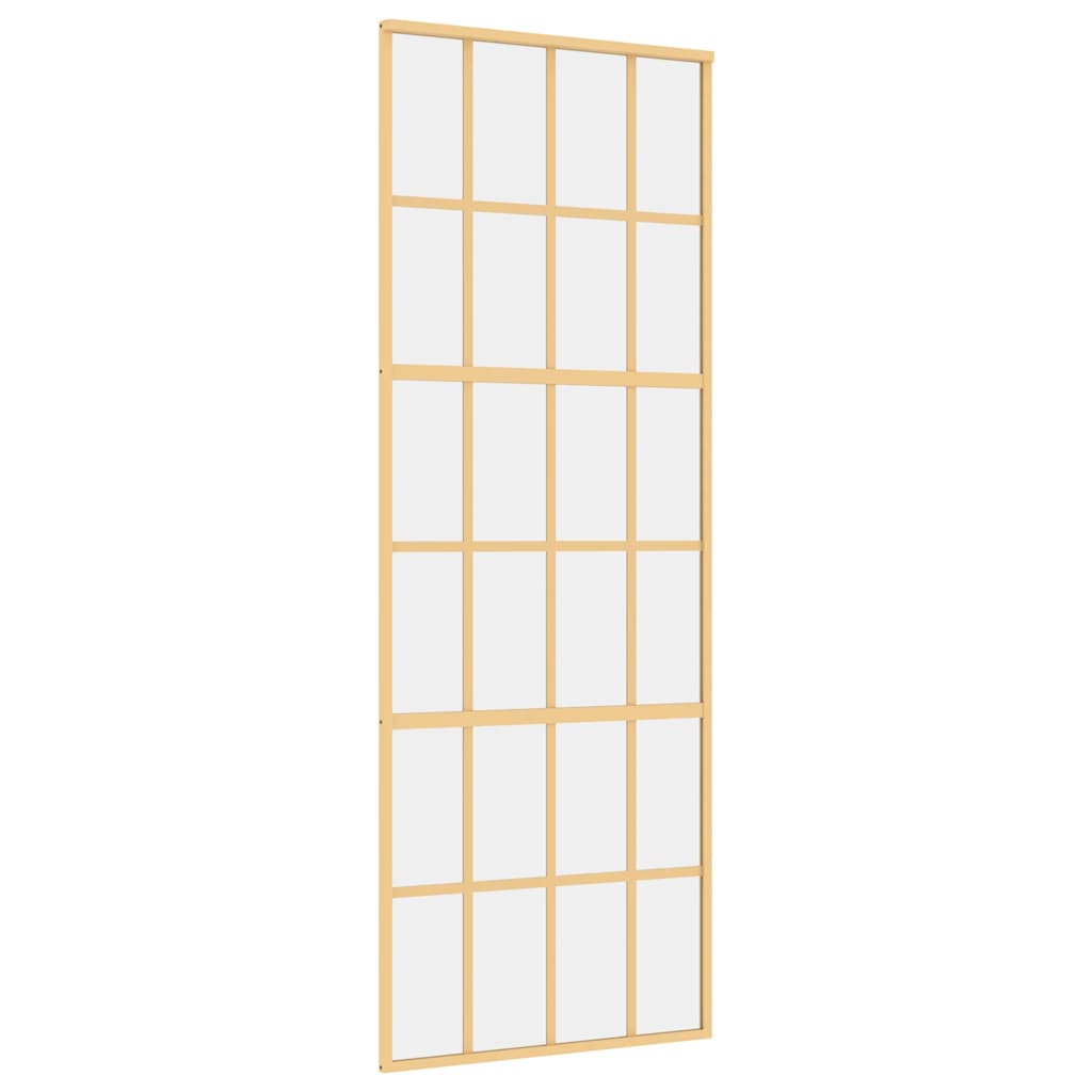 Schuifdeur 76x205 cm helder ESG-glas en aluminium goudkleurig – afbeelding 2