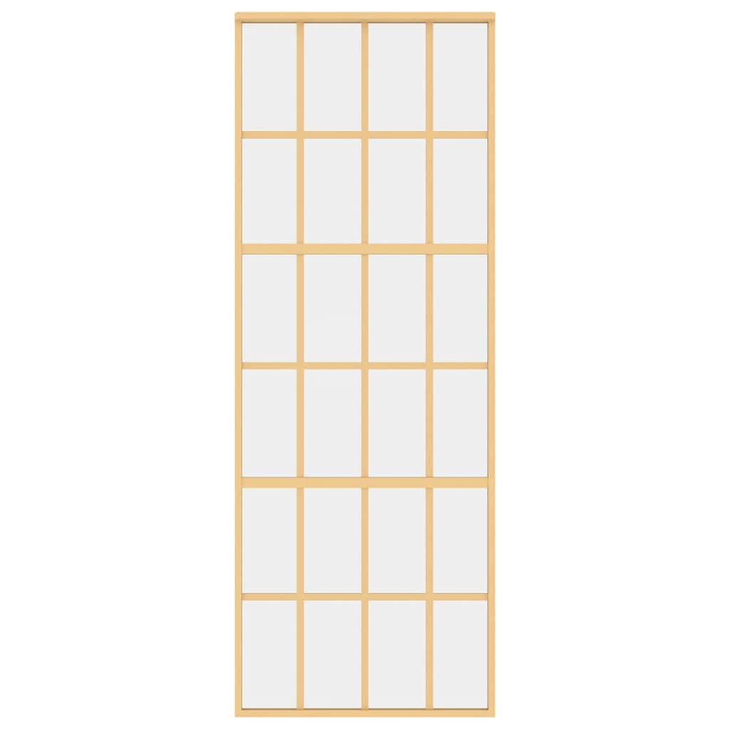 Schuifdeur 76x205 cm helder ESG-glas en aluminium goudkleurig – afbeelding 3