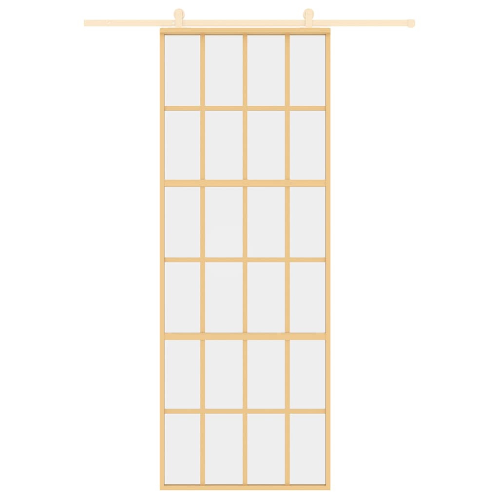 Schuifdeur 76x205 cm helder ESG-glas en aluminium goudkleurig – afbeelding 8