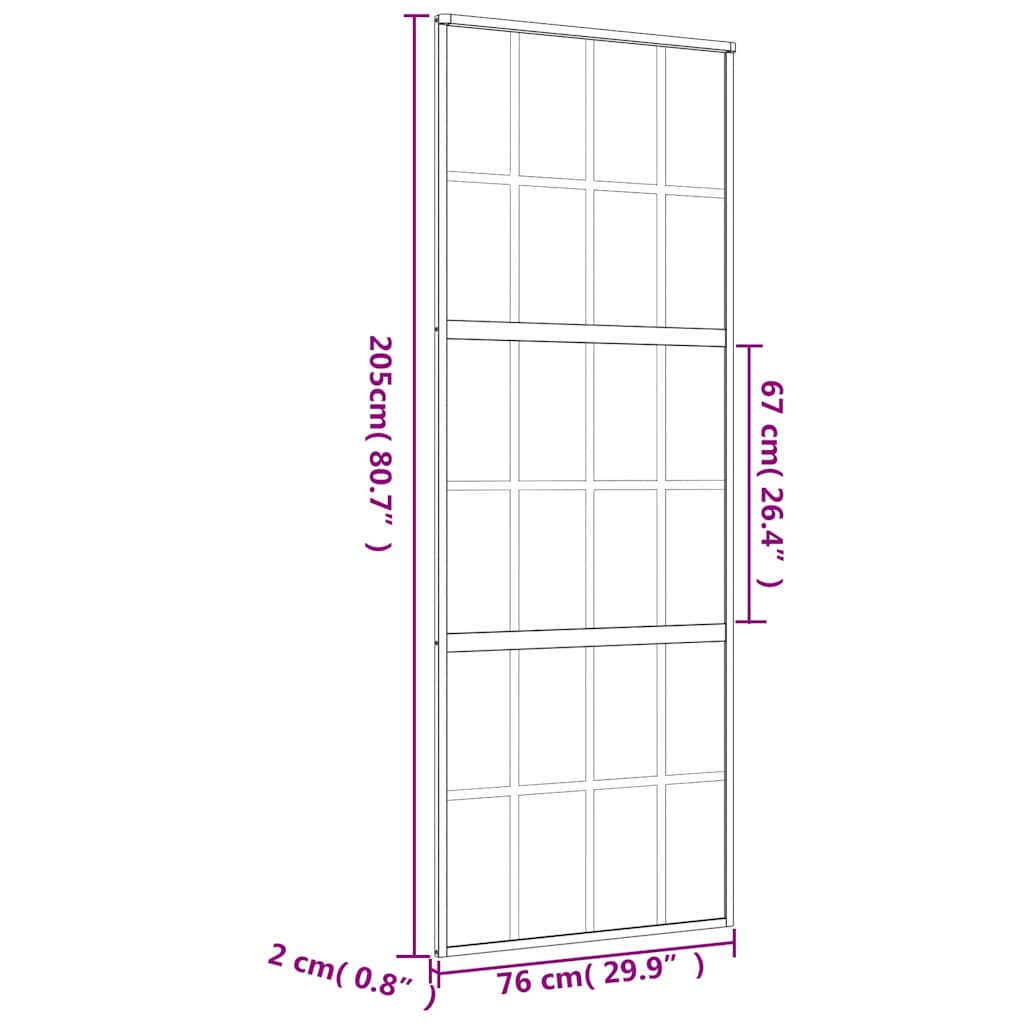 Schuifdeur 76x205 cm helder ESG-glas en aluminium goudkleurig – afbeelding 9