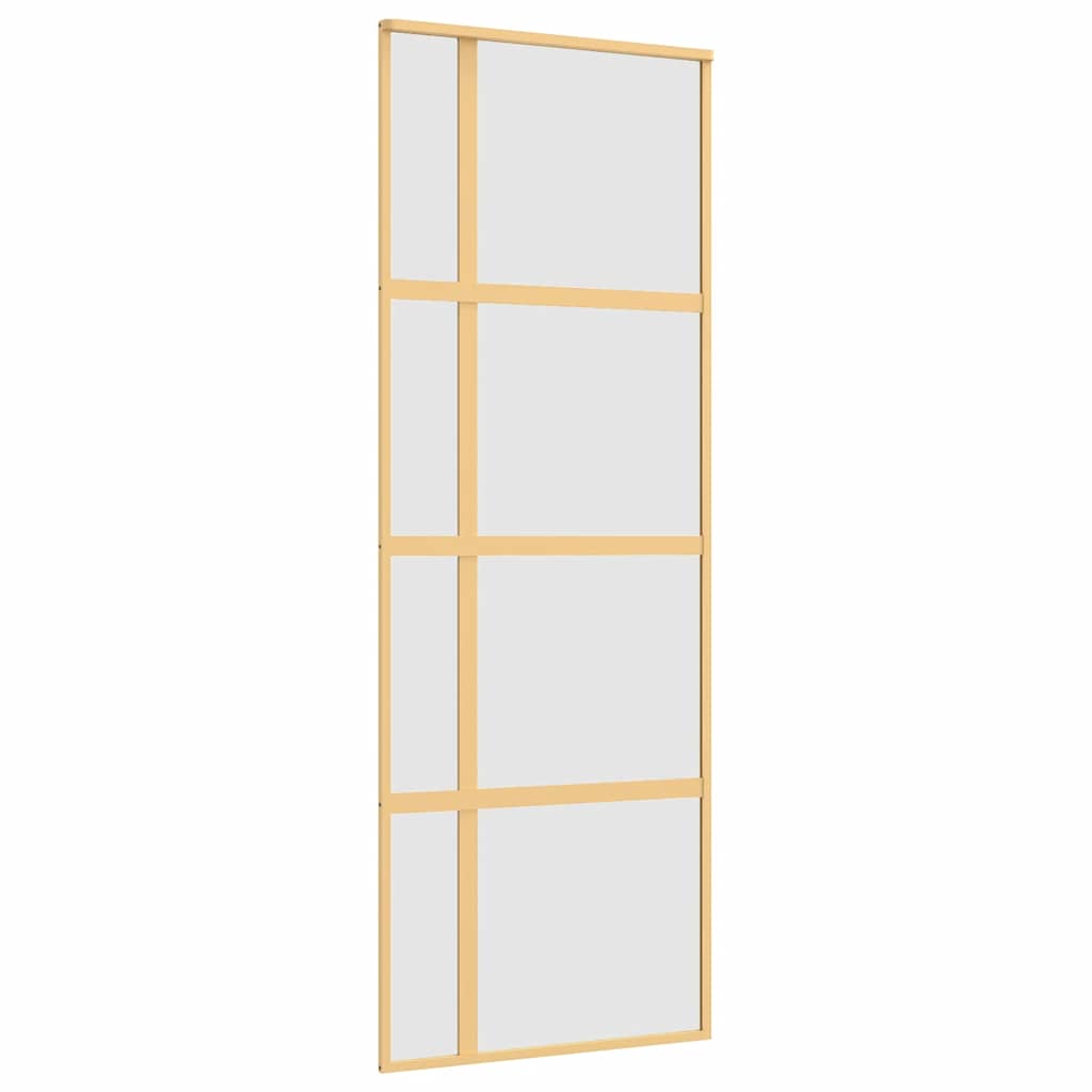 Schuifdeur 76x205 cm mat ESG-glas en aluminium goudkleurig – afbeelding 2