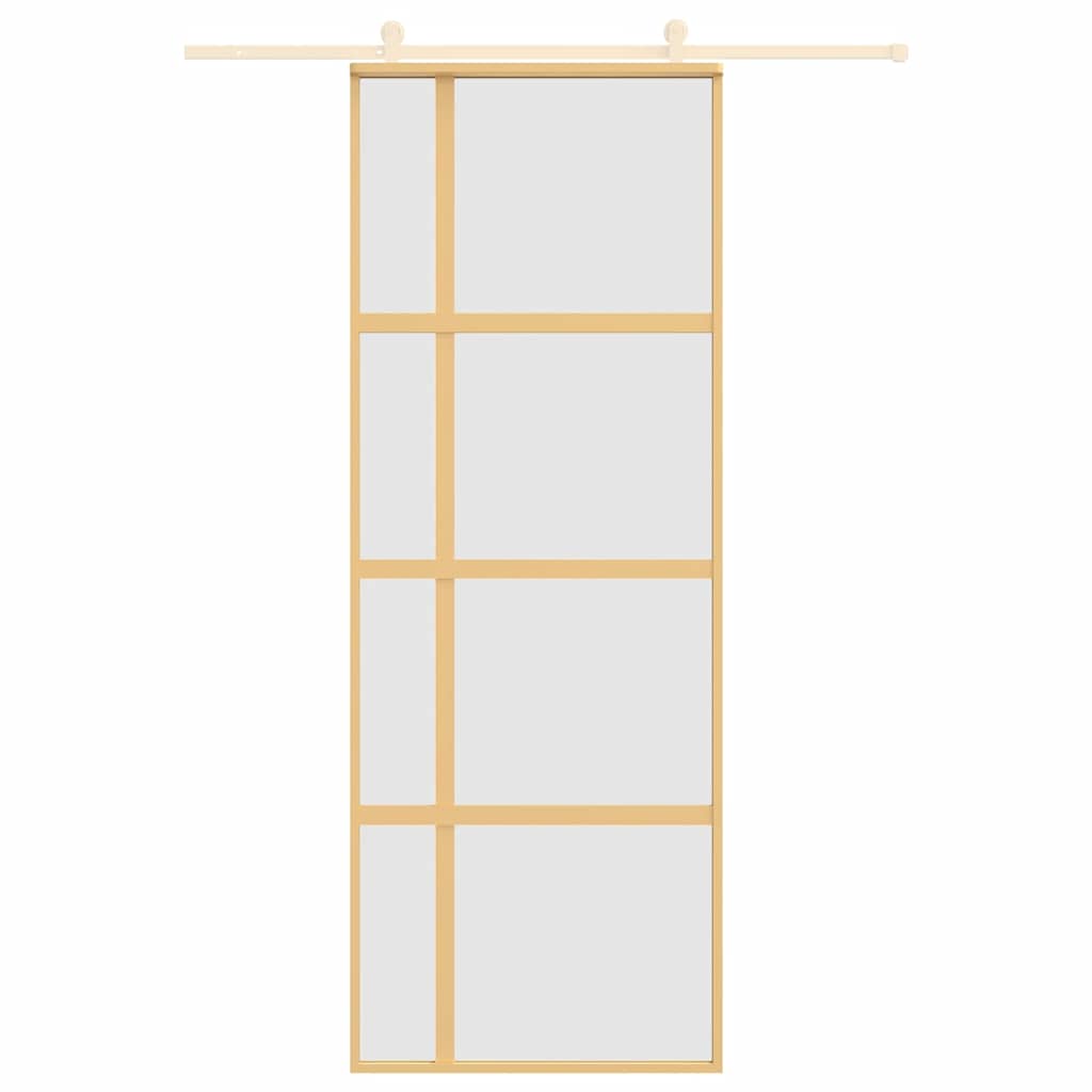 Schuifdeur 76x205 cm mat ESG-glas en aluminium goudkleurig – afbeelding 3
