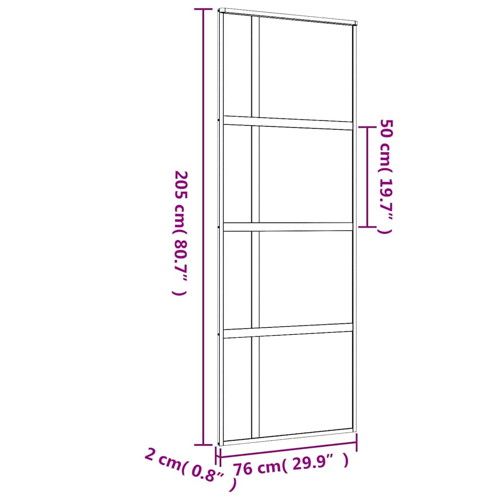 Schuifdeur 76x205 cm mat ESG-glas en aluminium goudkleurig – afbeelding 9