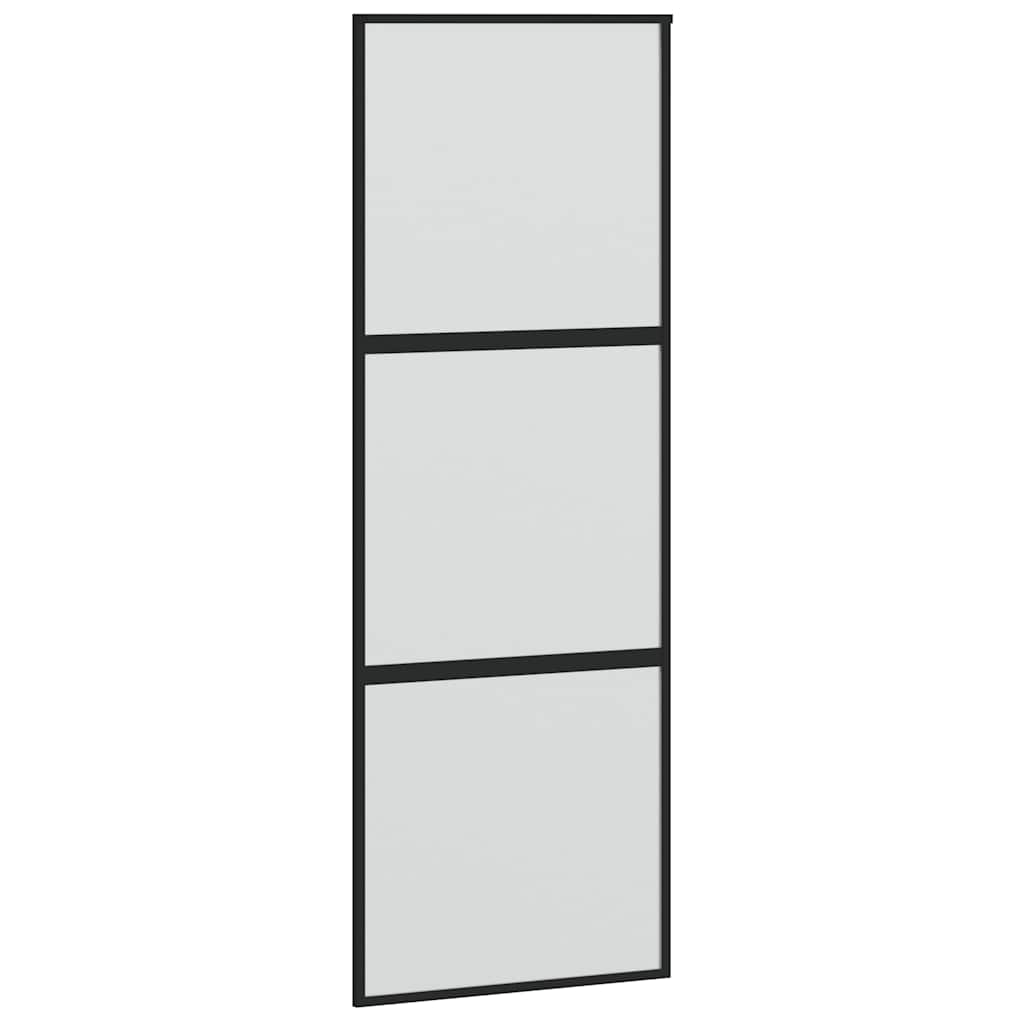 Schuifdeur 76x205 cm gehard glas en aluminium zwart – afbeelding 2