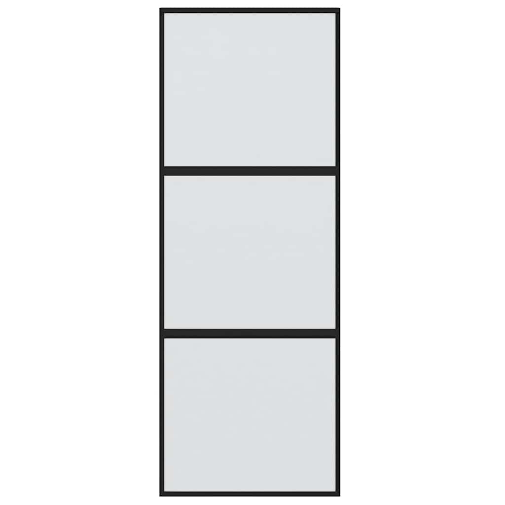 Schuifdeur 76x205 cm gehard glas en aluminium zwart – afbeelding 3