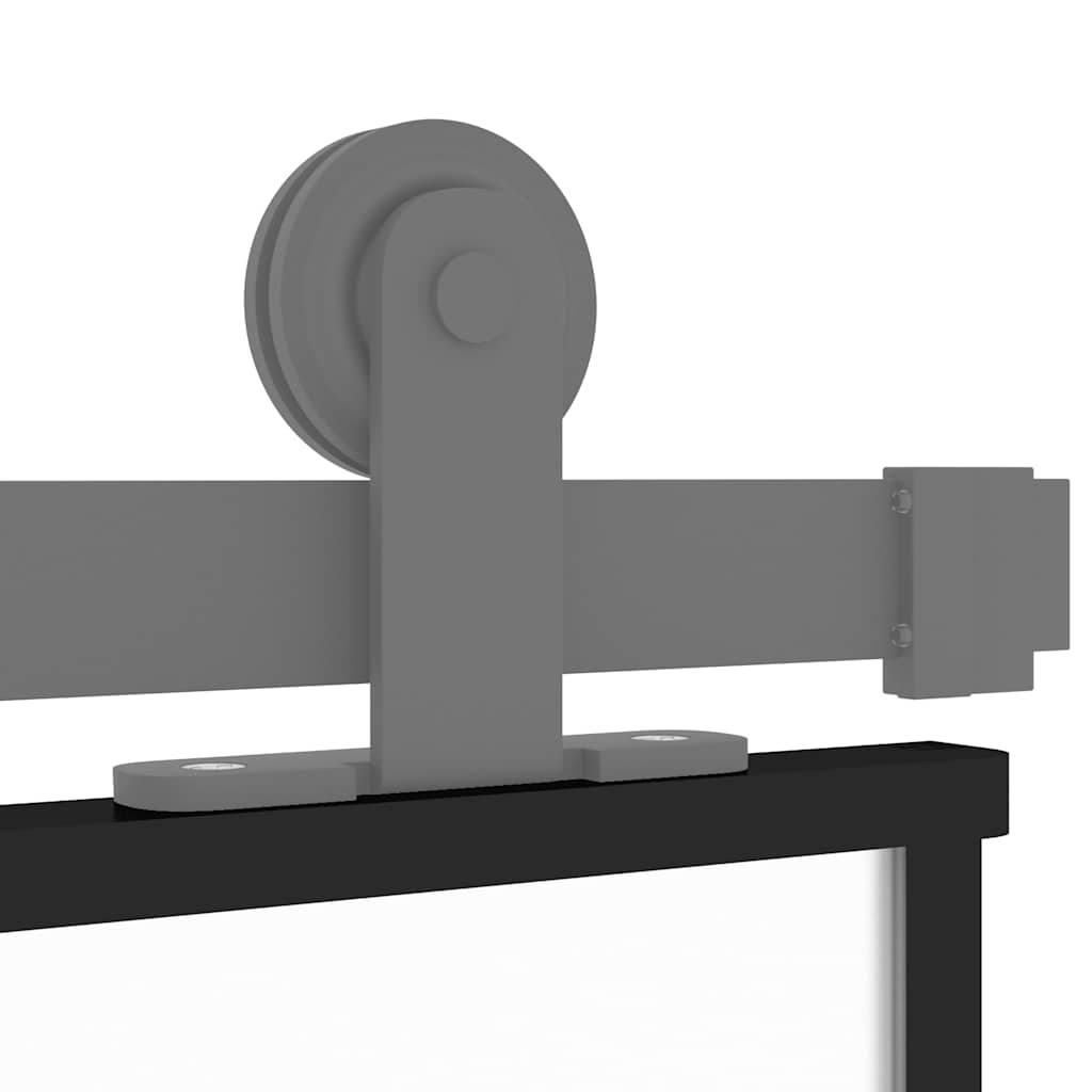 Schuifdeur 76x205 cm gehard glas en aluminium zwart – afbeelding 6
