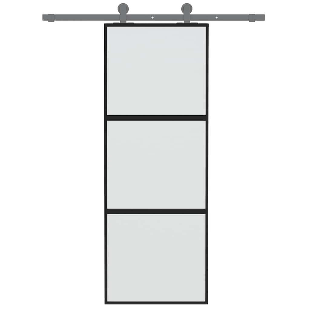 Schuifdeur 76x205 cm gehard glas en aluminium zwart – afbeelding 8