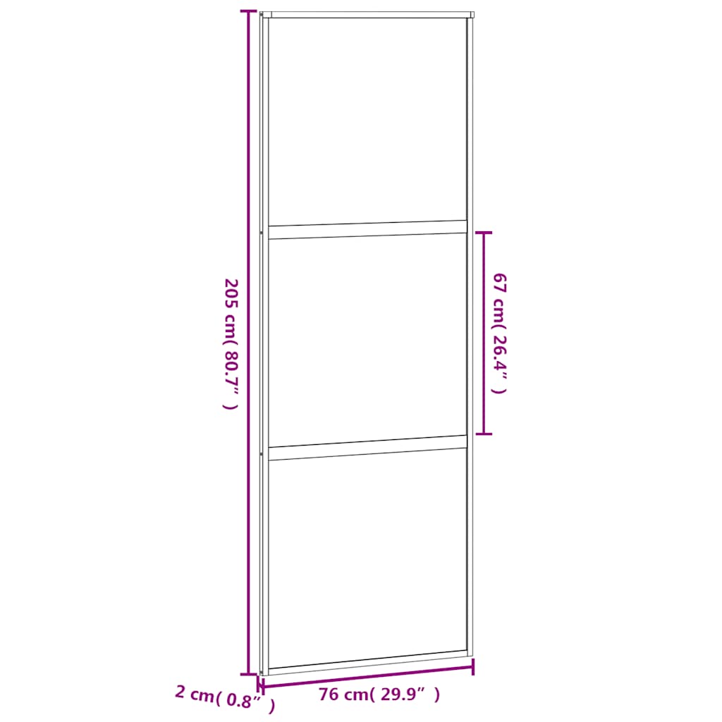 Schuifdeur 76x205 cm gehard glas en aluminium zwart – afbeelding 9