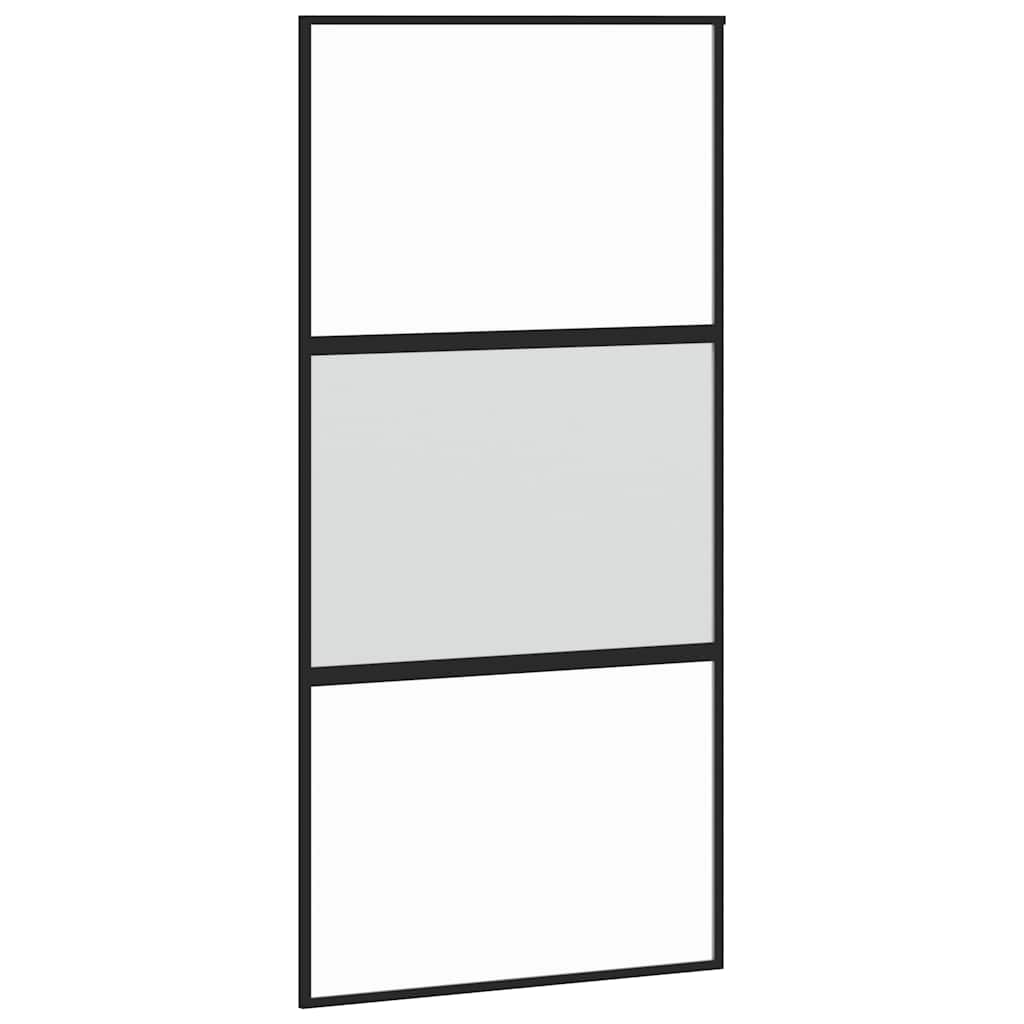 Schuifdeur 102,5x205 cm gehard glas en aluminium zwart – afbeelding 2