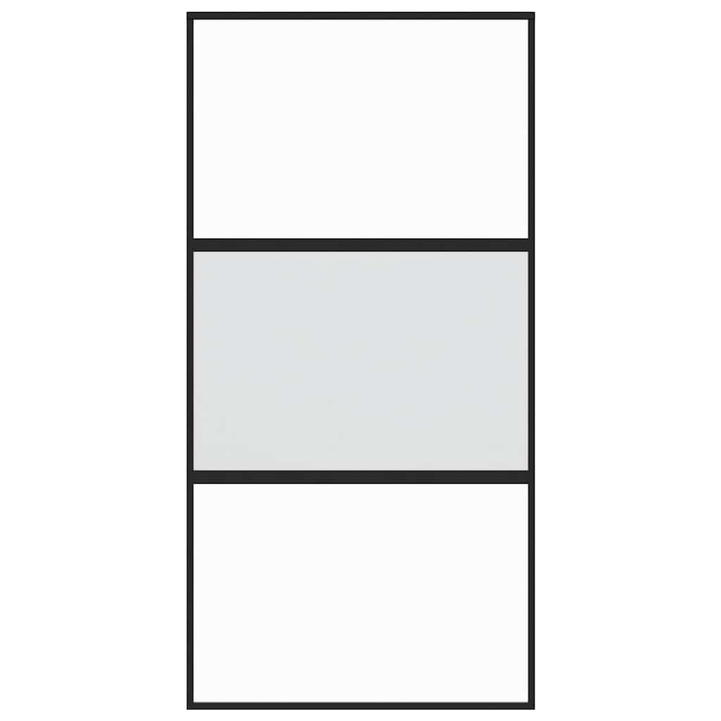 Schuifdeur 102,5x205 cm gehard glas en aluminium zwart – afbeelding 3