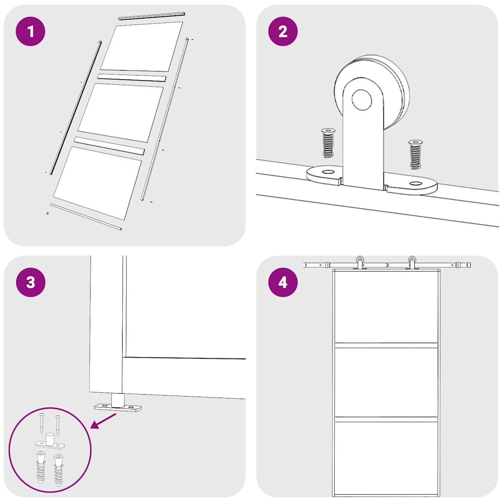 Schuifdeur 102,5x205 cm gehard glas en aluminium zwart – afbeelding 7