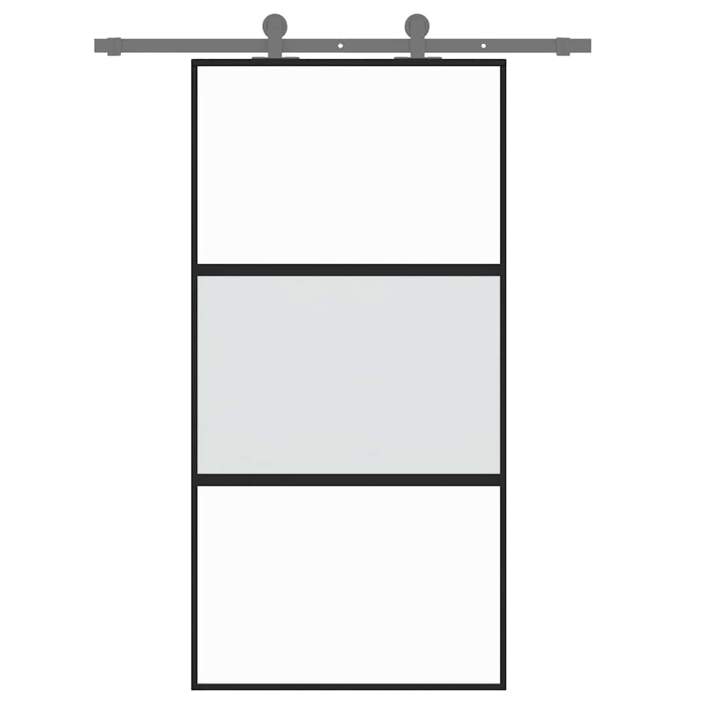 Schuifdeur 102,5x205 cm gehard glas en aluminium zwart – afbeelding 8