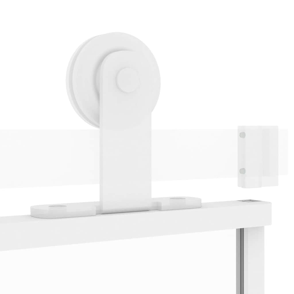 Schuifdeur 90x205 cm gehard glas en aluminium wit – afbeelding 6