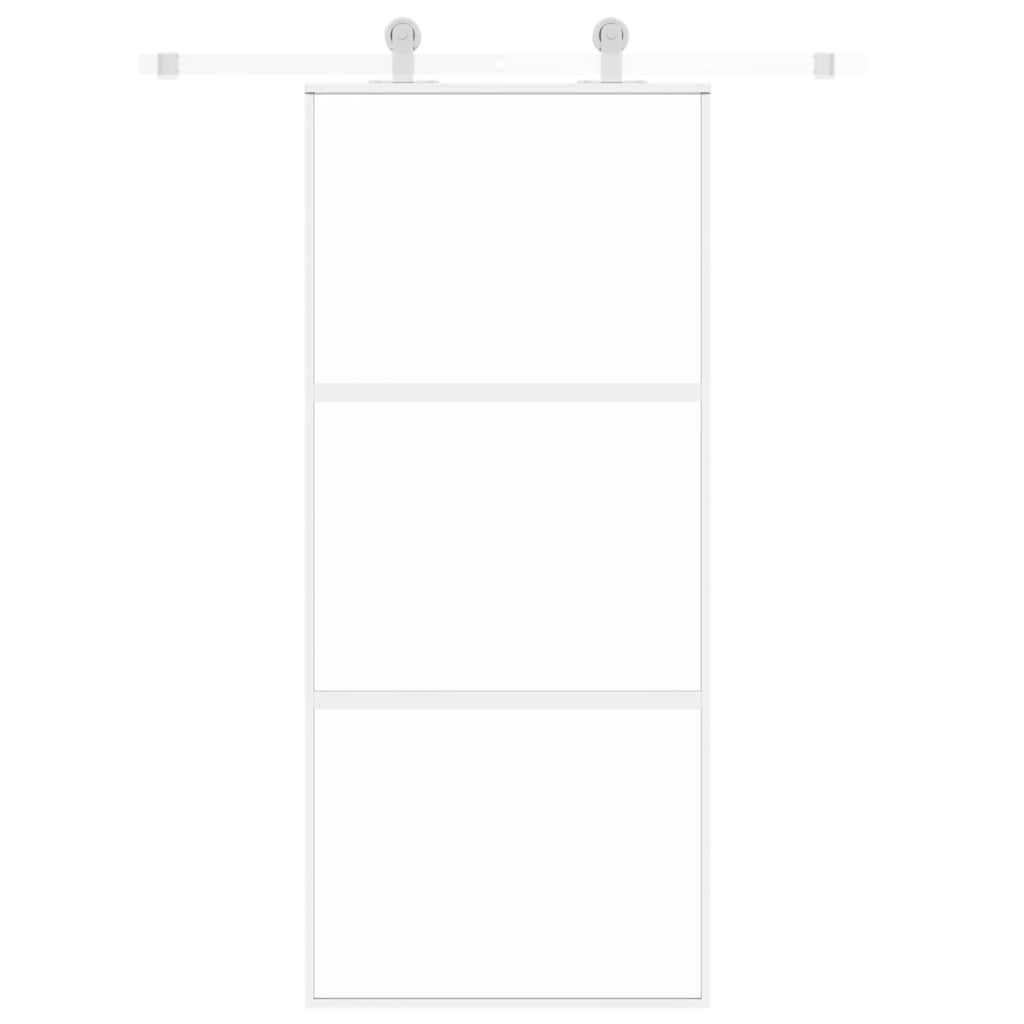 Schuifdeur 90x205 cm gehard glas en aluminium wit – afbeelding 8
