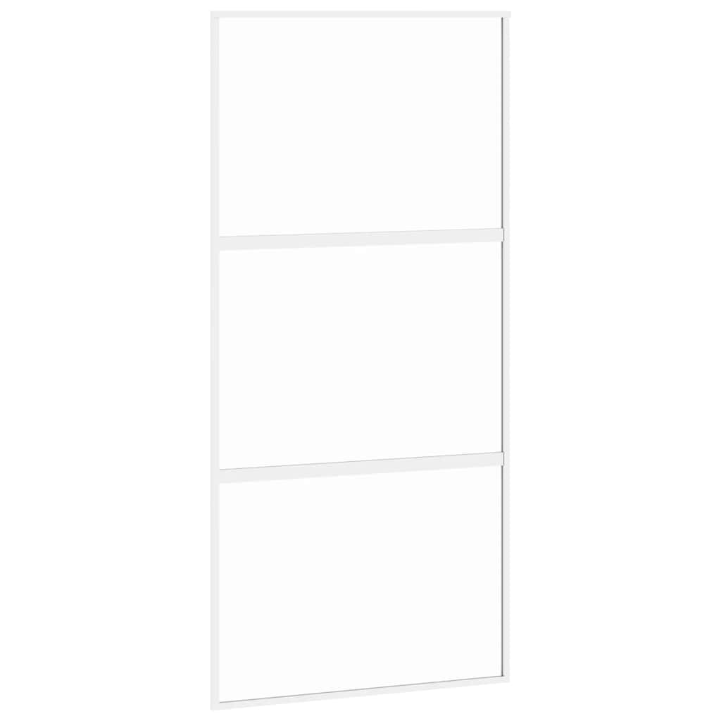 Schuifdeur 102,5x205 cm gehard glas en aluminium wit – afbeelding 2