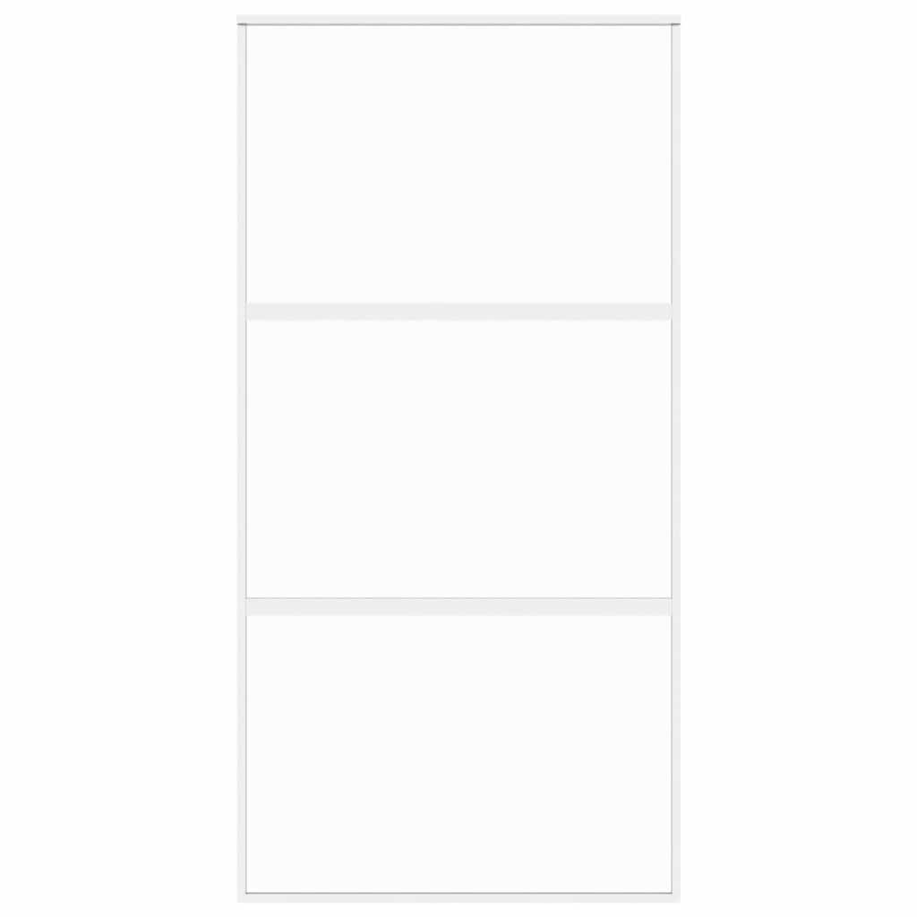 Schuifdeur 102,5x205 cm gehard glas en aluminium wit – afbeelding 3