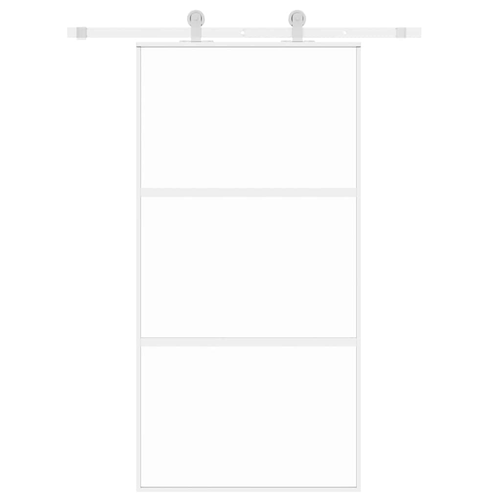 Schuifdeur 102,5x205 cm gehard glas en aluminium wit – afbeelding 8
