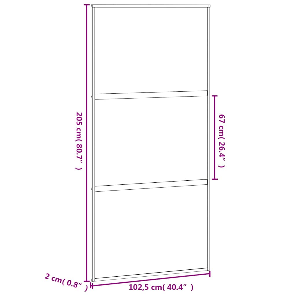 Schuifdeur 102,5x205 cm gehard glas en aluminium wit – afbeelding 9