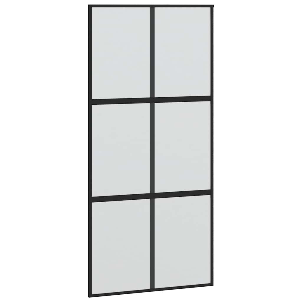 Schuifdeur 102,5x205 cm gehard glas en aluminium zwart – afbeelding 2