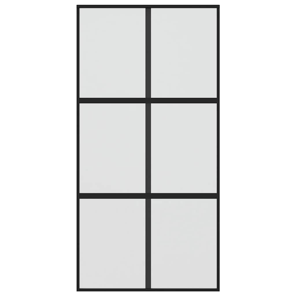 Schuifdeur 102,5x205 cm gehard glas en aluminium zwart – afbeelding 3