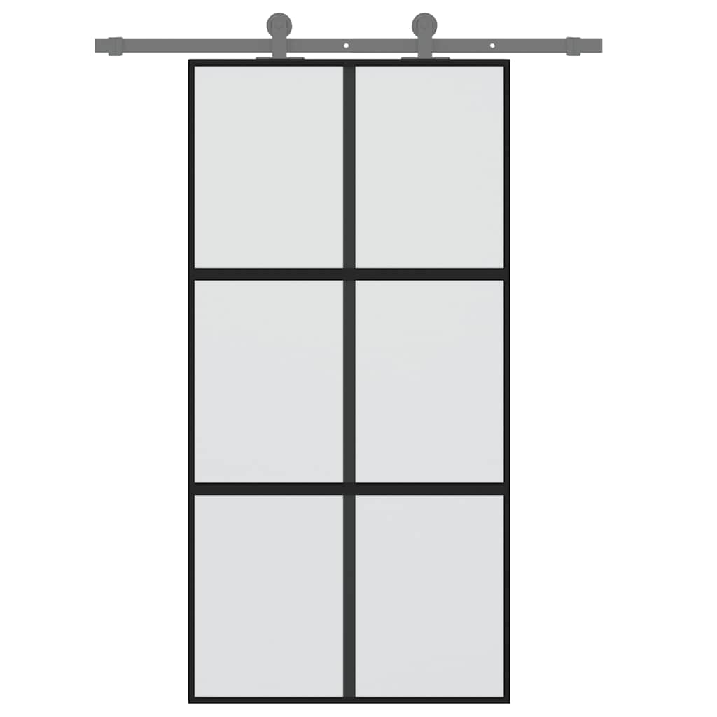 Schuifdeur 102,5x205 cm gehard glas en aluminium zwart – afbeelding 8