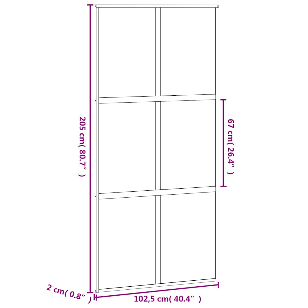 Schuifdeur 102,5x205 cm gehard glas en aluminium zwart – afbeelding 9
