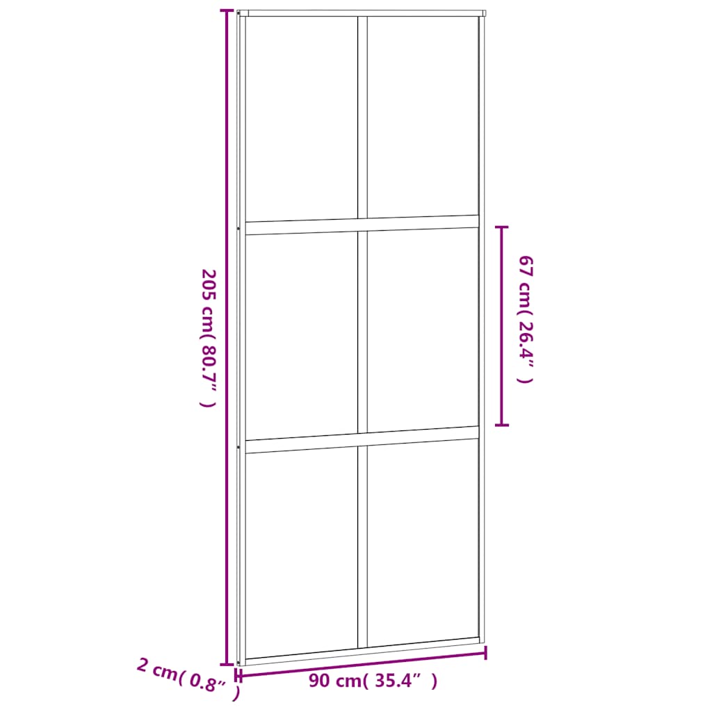Schuifdeur 90x205 cm gehard glas en aluminium zwart – afbeelding 9