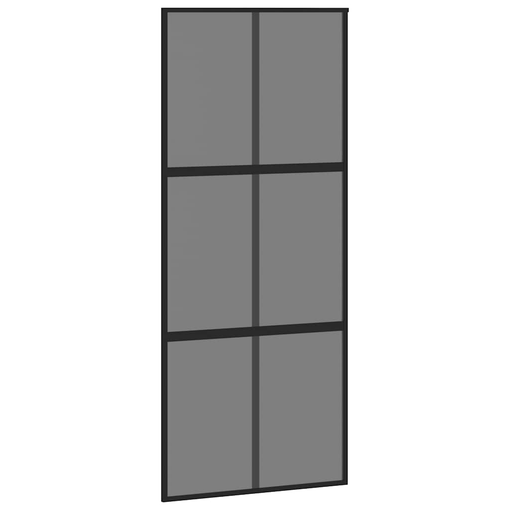 Schuifdeur 90x205 cm gehard glas en aluminium zwart – afbeelding 2