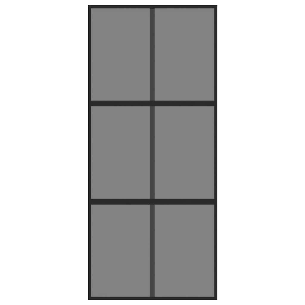 Schuifdeur 90x205 cm gehard glas en aluminium zwart – afbeelding 3