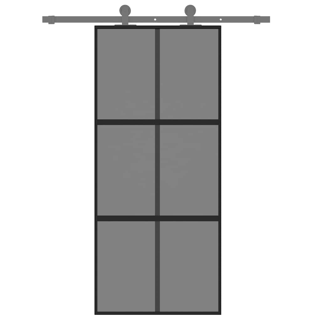 Schuifdeur 90x205 cm gehard glas en aluminium zwart – afbeelding 7