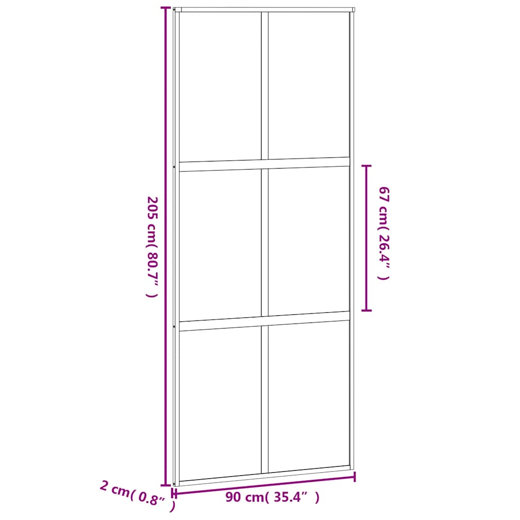 Schuifdeur 90x205 cm gehard glas en aluminium zwart – afbeelding 8