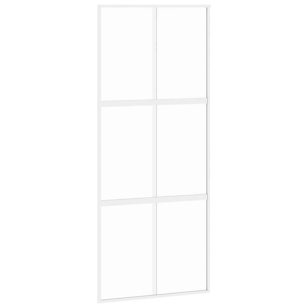 Schuifdeur 90x205 cm gehard glas en aluminium wit – afbeelding 2