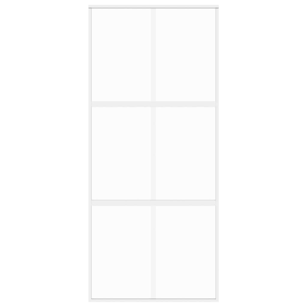 Schuifdeur 90x205 cm gehard glas en aluminium wit – afbeelding 3