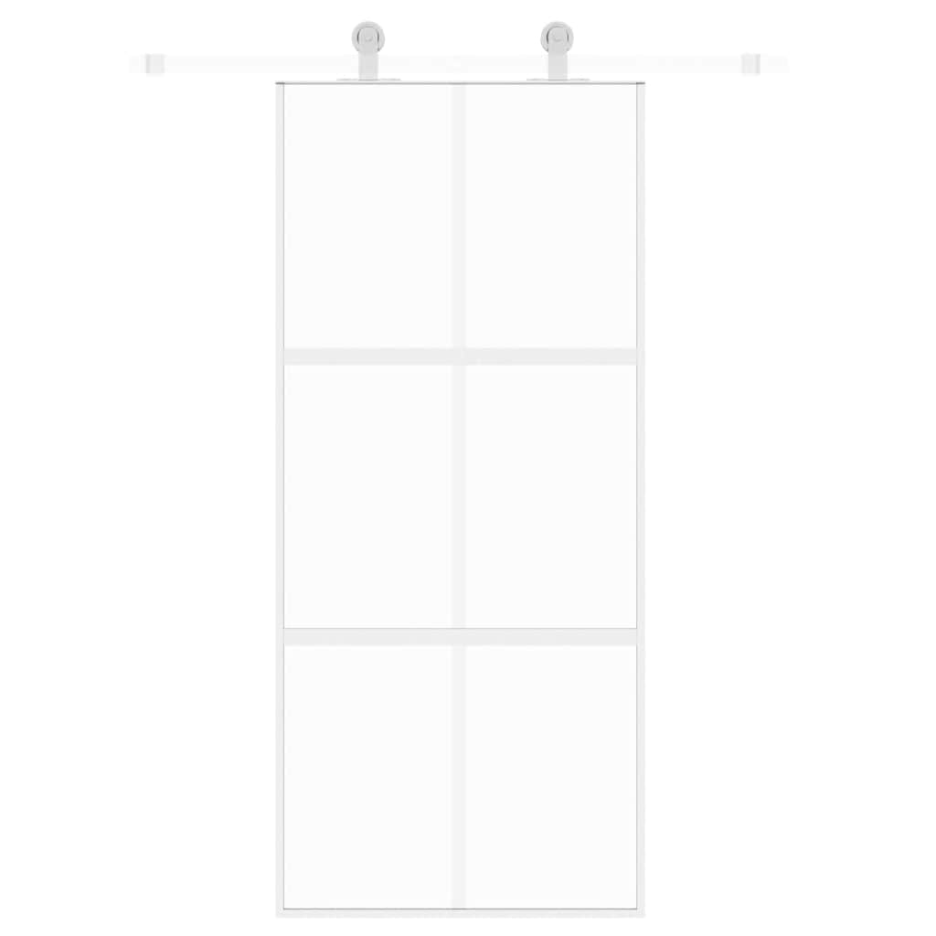 Schuifdeur 90x205 cm gehard glas en aluminium wit – afbeelding 8
