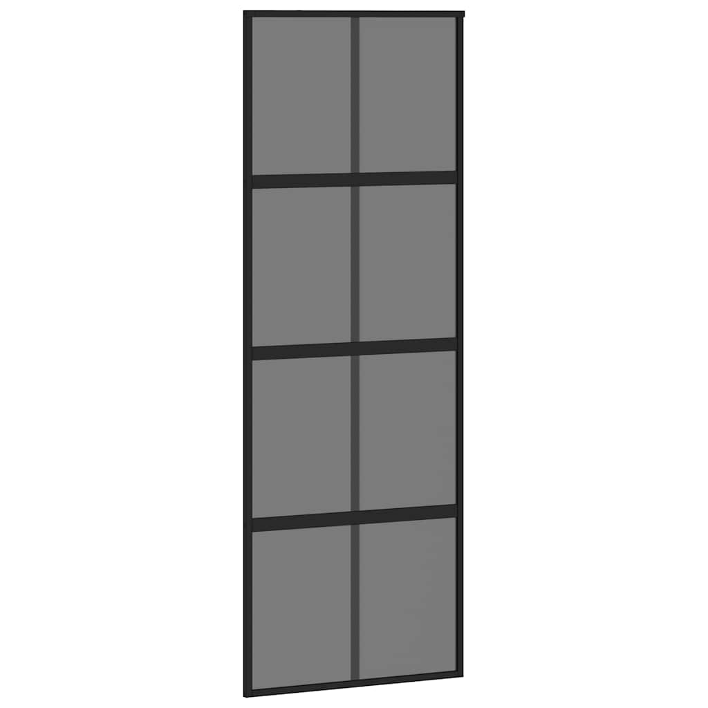 Schuifdeur 76x205 cm gehard glas en aluminium zwart – afbeelding 2